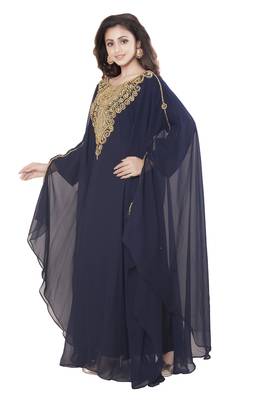 Navy Blue Hand Embroidered Farasha 4