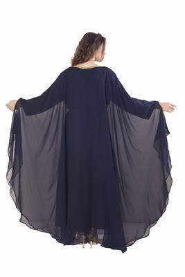Navy Blue Hand Embroidered Farasha 5