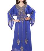 Royal Blue Stone Work Kaftan With Belt