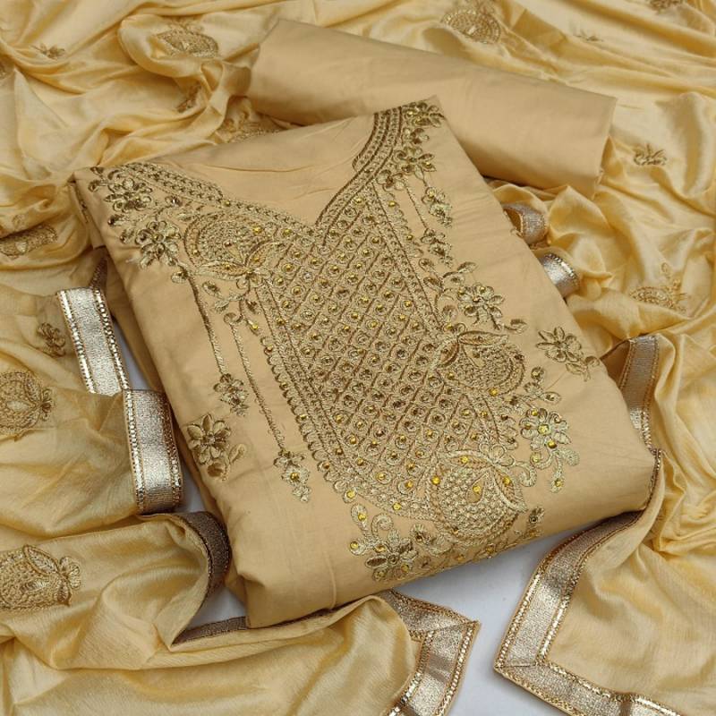 crem color Heavy Cotton With  Embroidery  work Value Addition salwar suit
