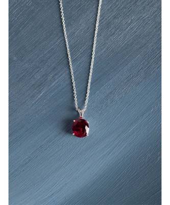 Regnant Ruby Oval Pendant (With Chain) in 925 silver 3