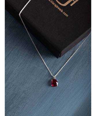 Regnant Ruby Oval Pendant (With Chain) in 925 silver 6