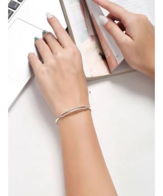 Geometrical Double Band Diamond Cuff in 925 silver 3
