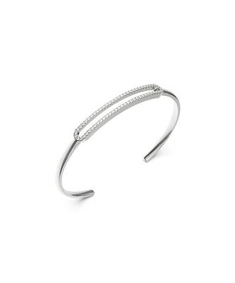 Geometrical Double Band Diamond Cuff in 925 silver 4