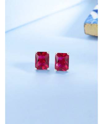 Ruby Oblong Stud Earrings in 925 silver 1