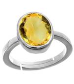 Silver Plated Adjustable Yellow Citrine 4.25 Ratti Stone Ring