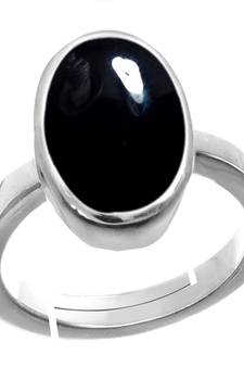 Silver Plated Adjustable Black-Onyx 7.25 Ratti Stone Ring