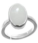 Silver Plated Adjustable White Opal 7.25 Ratti Stone Ring
