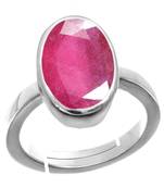 Silver Plated Adjustable Pink Ruby 7.25 Ratti Stone Ring