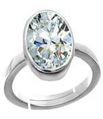 Silver Plated Adjustable White Cubiz-Zircon 3.25 Ratti Stone Ring in size 16 To 30