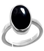 Silver Plated Adjustable Black-Onyx 4.25 Ratti Stone Ring in size 16 To 30