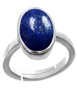 Silver Plated Adjustable Blue Lapis-Lazuli 5.25 Ratti Stone Ring in size 16 To 30