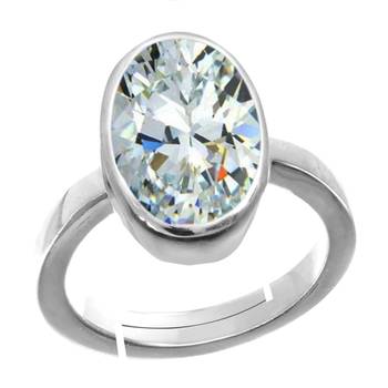 Silver Plated Adjustable White Cubiz-Zircon 8.25 Ratti Stone Ring in size 16 To 30 1