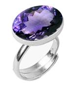 Silver Plated Adjustable Flat Ring Purple Amethyst 3.25 Ratti in size 16 To 30