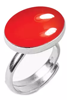 Silver Plated Adjustable Flat Ring Red Carnelian 3.25 Ratti in size 16 To 30