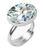 Silver Plated Adjustable Flat Ring White Cubiz-Zircon 4.25 Ratti in size 16 To 30