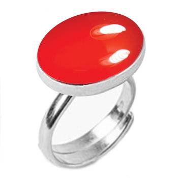 Silver Plated Adjustable Flat Ring Red Carnelian 7.25 Ratti in size 16 To 30 1