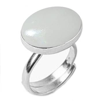 Silver Plated Adjustable Flat Ring White Opal 7.25 Ratti in size 16 To 30 1