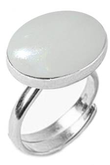 Silver Plated Adjustable Flat Ring White Opal 7.25 Ratti in size 16 To 30