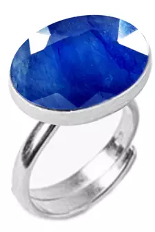 Silver Plated Adjustable Flat Ring Blue-Sapphire 3.25 Ratti