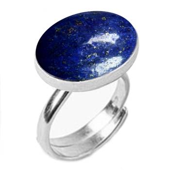 Silver Plated Adjustable Flat Ring Blue Lapis-Lazuli 3.25 Ratti 1