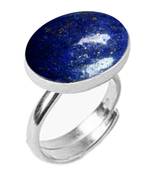 Silver Plated Adjustable Flat Ring Blue Lapis-Lazuli 3.25 Ratti