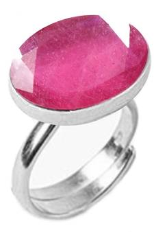 Silver Plated Adjustable Flat Ring Pink Ruby 4.25 Ratti