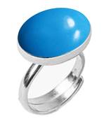Silver Plated Adjustable Flat Ring Blue Turquoise 4.25 Ratti