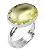 Silver Plated Adjustable Flat Ring Yellow Citrine 6.25 Ratti