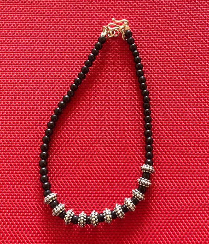 Black Beads Anklets  Chain Oxidised Silver Beads Hanging For women & Girls