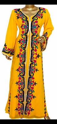 Yellow Hand Embroidered Kaftan 1