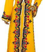 Yellow Hand Embroidered Kaftan