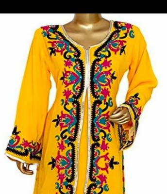 Yellow Hand Embroidered Kaftan 2