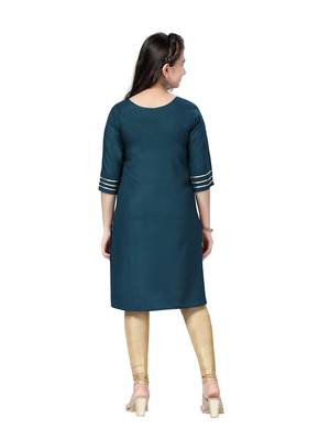 Green printed cotton girls-top-bottom 4