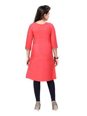 Red printed cotton girls-top-bottom 4