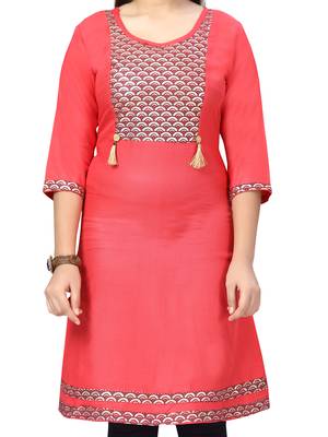 Red printed cotton girls-top-bottom 5
