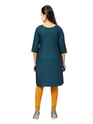 Green embroidered cotton girls-top-bottom 4