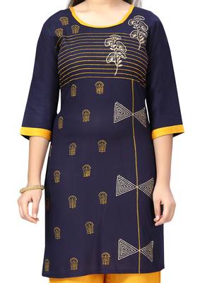 Blue printed cotton girls-top-bottom 5