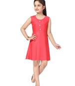 Red plain cotton kids-frocks