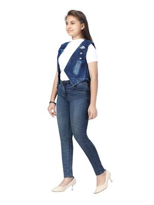 Blue plain cotton girls-jackets-coats 3
