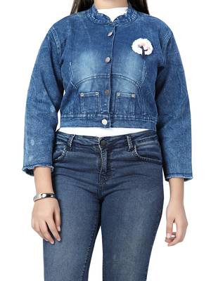 Blue plain cotton girls-jackets-coats 5
