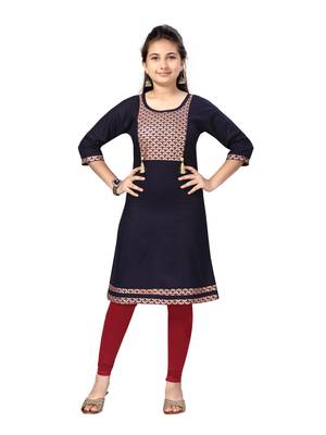 Blue printed cotton kids-tops 1