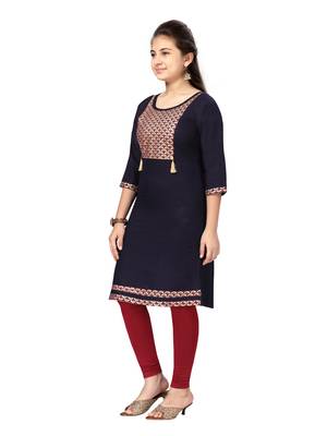 Blue printed cotton kids-tops 3