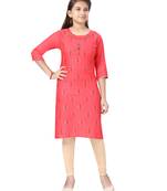 Red printed cotton kids-tops