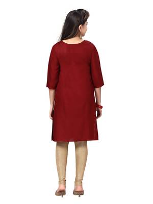 Maroon printed cotton kids-tops 4