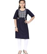Blue embroidered cotton kids-tops