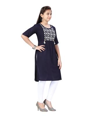 Blue embroidered cotton kids-tops 2