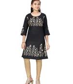 Black printed cotton kids-tops