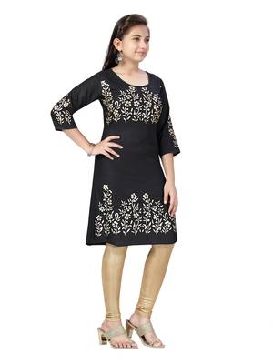 Black printed cotton kids-tops 2