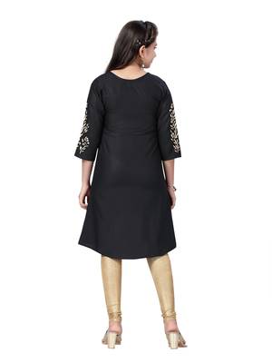 Black printed cotton kids-tops 4
